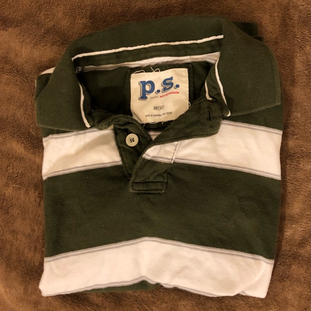 Olive green striped collard shirt!!